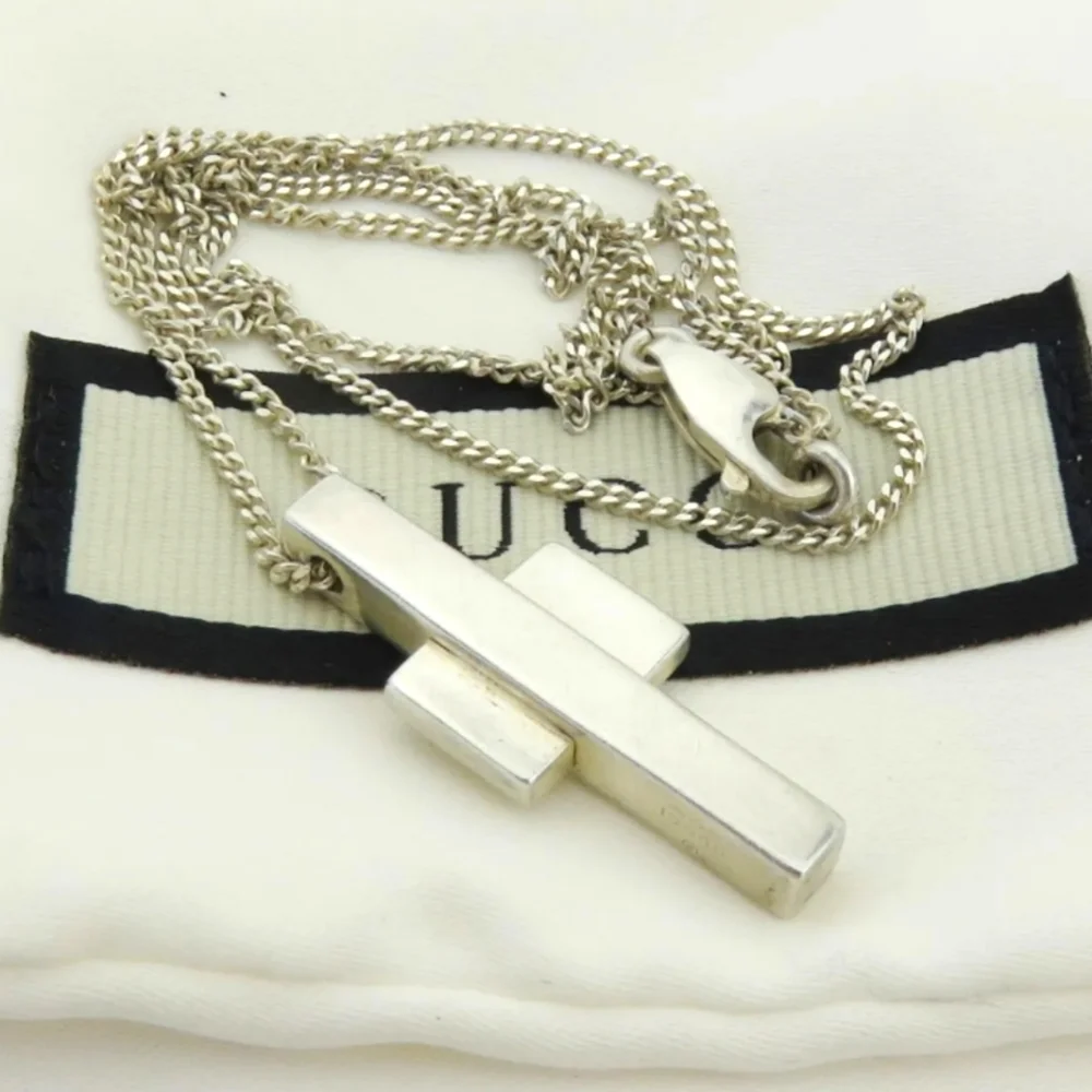 Gucci Luxury Cross ✝️ Sterling Silver Necklace